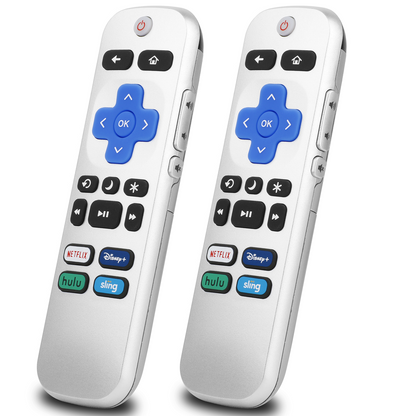 Enhance your Roku TV experience with aLLreLi's [2-Pack] Replacement Remote, designed for seamless compatibility with TCL, ONN, and Hisense models. Sleek in silver, these remotes offer intuitive control and reliability, ensuring you never miss a moment of entertainment.